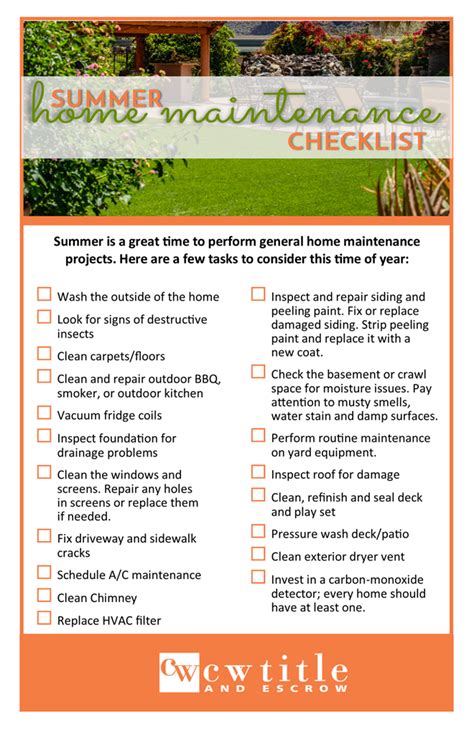 Summer Home Maintenance Checklist Beth Bylund