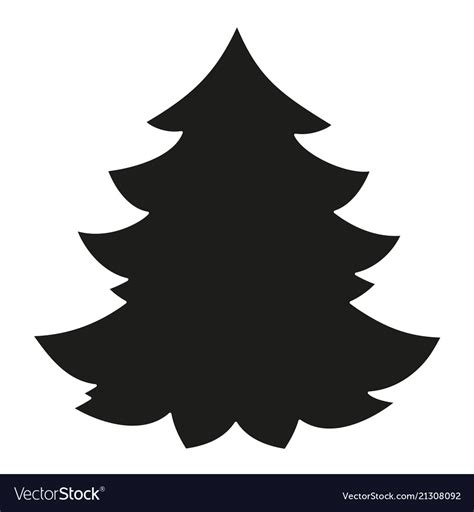 Black And White Christmas Tree Silhouette Vector Image