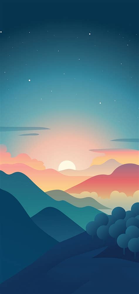 Minimal Colorful Mountain Sun Sunset Hd Phone Wallpaper Peakpx