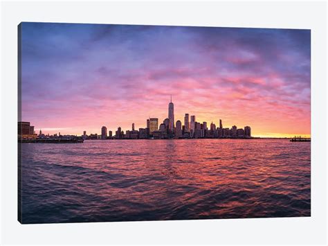 New York City Sunrise With View Of The Manh Canvas Print Jan Becke
