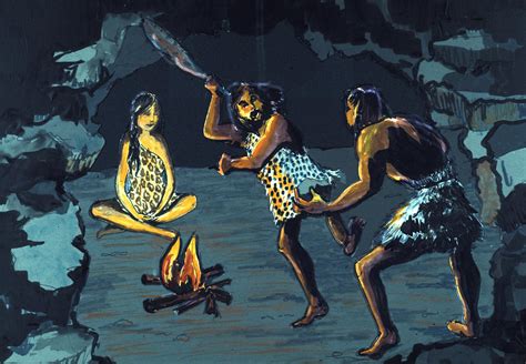 Cave People Painting By Olga Kaczmar
