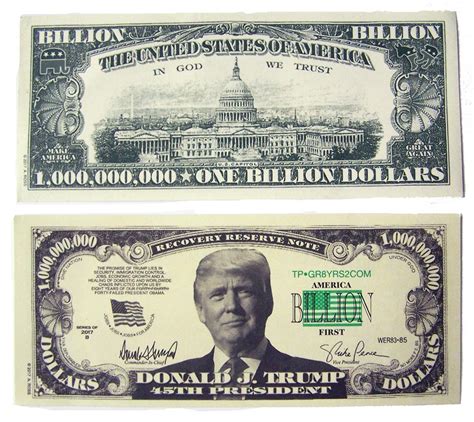 100 Bills Of Fake Trick Donald Trump Billion Dollar Bill Play Money Dollars Joke Novelty
