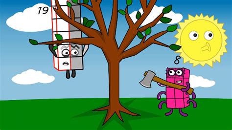 Animation Story Numberblocks 19 Stuck On Tree And Nb 8 Save Her But