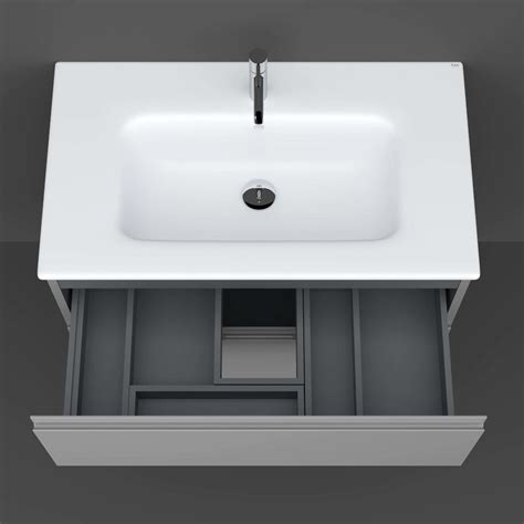 Rak Joy 800mm Wall Hung Vanity Unit With Drop In Wash Basin Pure White