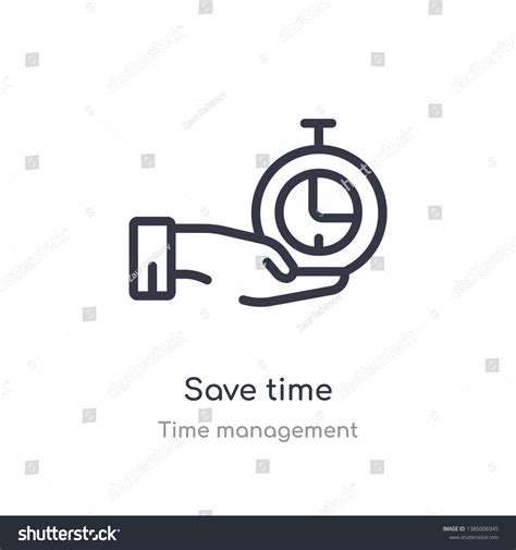 Save Time Outline Icon Isolated Line Stock Vector Royalty Free