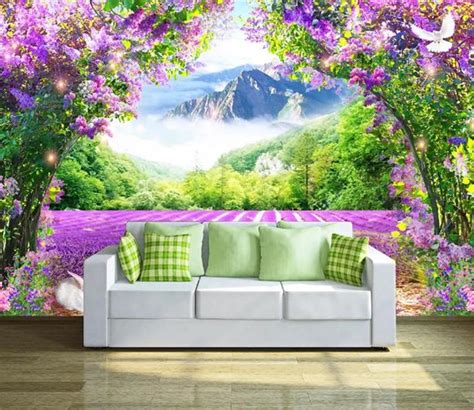 ✓ free for commercial use ✓ high quality images. Custom Wallpaper 3d Lavender Flower Stand Mountains And ...