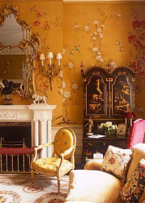 Yellow Chinoiserie Wallpaper Inspiration Colorful Interior Design