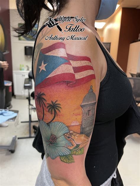 Full Color Puerto Rican Themed Tattoo Sleeve By Anthony
