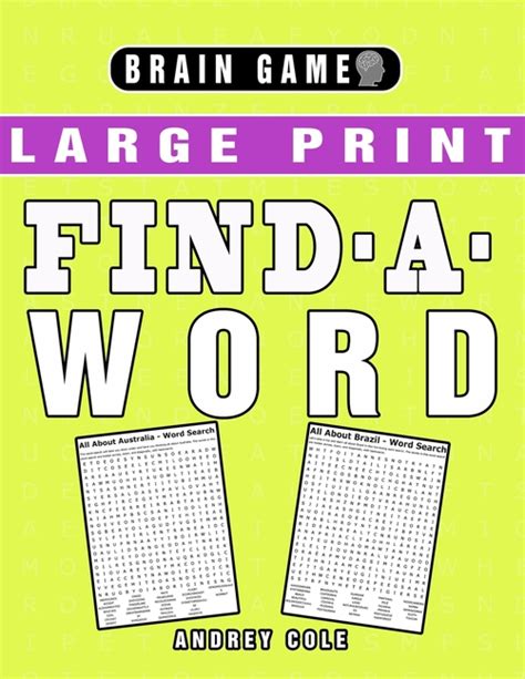 Brain Game Large Print Find A Word 120 Puzzles Word Search Book For