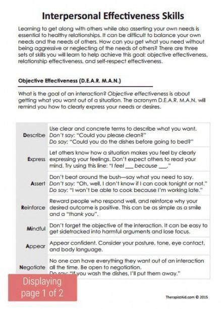 Relationship Skills Worksheets Dbt Therapy Interpersonal Dbt Worksheets