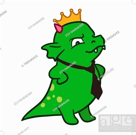 Vector Hand Drawn Illustration Of A Cute Fat Green Dragon Mascot