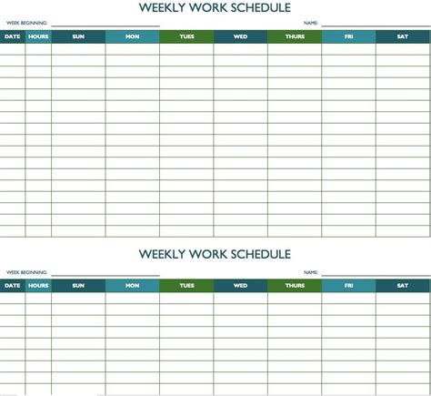 Biweekly Work Schedule Template Weekly Schedule Template Excel