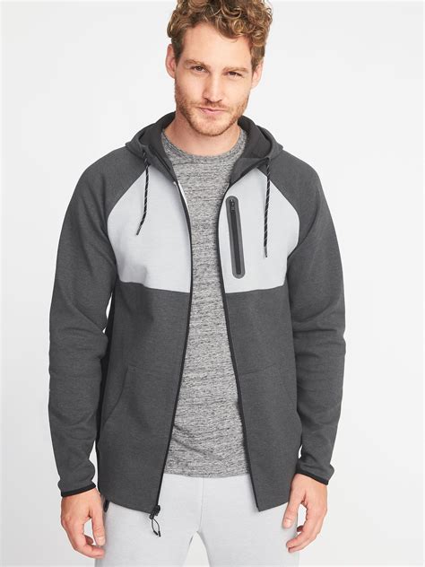 dynamic fleece color block zip hoodie for men old navy mens workout clothes hoodies