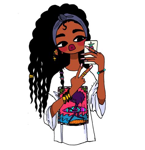 Black Women Cartoon Drawing Dreaming Arcadia