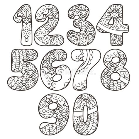 Zentangle Numbers Set Collection Of Doodle Numbers With Zentangle