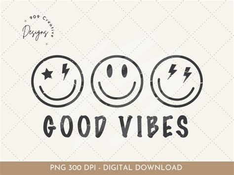 Retro Good Vibes Smiley Face Png Trendy Png Happy Face Png Etsy