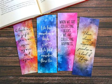 Watercolor Bookmarks Printable Bookish Bookmarks Book Quote Etsy