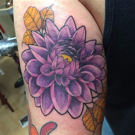 10 Divine Dahlia Tattoos Dahlia Tattoo Purple Flower Tattoos Dahlia
