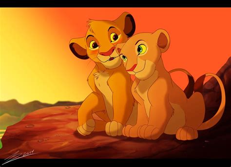 Simba And Nala Love Blossoming In The Savannah The Lion King By