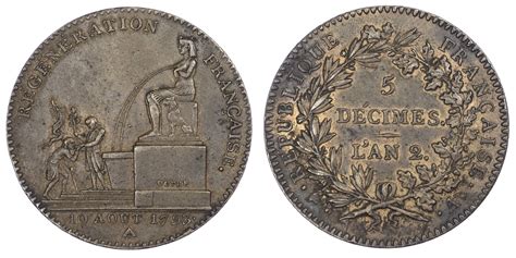 France Republic 1792 1795 Ad Convention Bronze 5 Decimes Lan 2