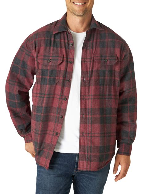 Wrangler Mens Sherpa Lined Flannel Heavyweight Shirt Jacket