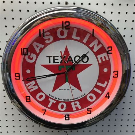 16 Texaco Gasoline Motor Oil Gas Station Neon Clock Sign Ebay