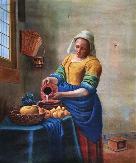 The Milkmaid Johannes Vermeer Oil Reproduction At