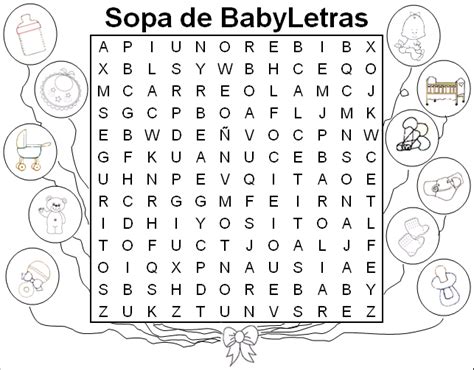 Sopa De Letras Baby Shower Para Imprimir Gratis Juego Bebé En Idiomas
