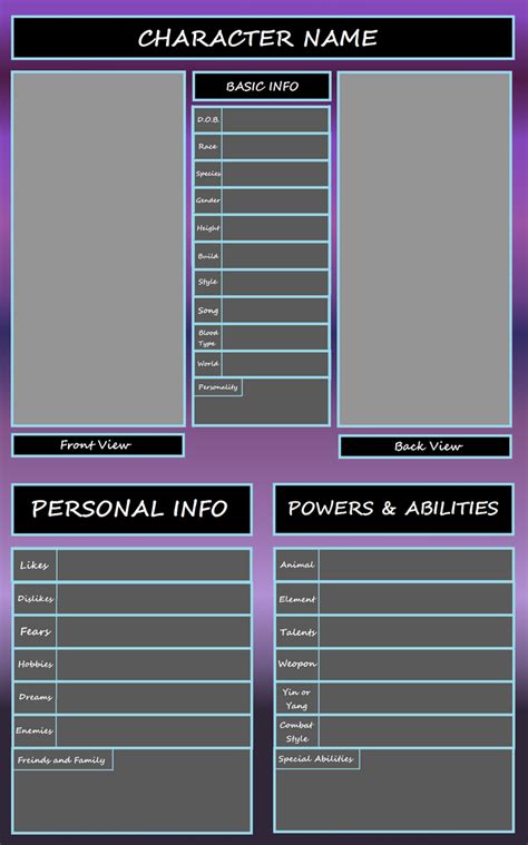 Character Sheet Free To Use By Twisted Princess On Deviantart