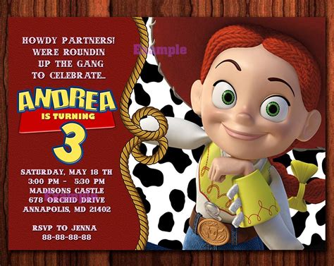 Jessie Toy Story Birthday Party Invitation Jessie By Funparty2015