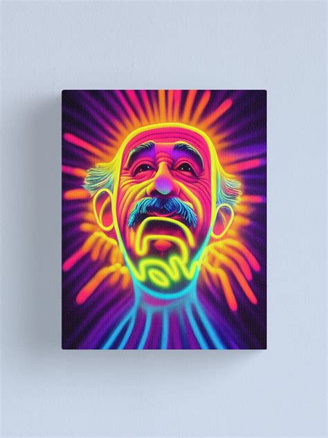 Trippy Glowing Neon Albert Einstein Art Canvas Print For Sale By
