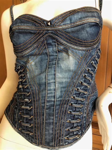 Roberto Cavalli For Just Cavalli Denim Corset With Lace Up Details For Sale At 1stdibs