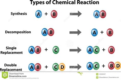 Tipos De Reacciones Químicas Stock De Ilustración Ilustración De