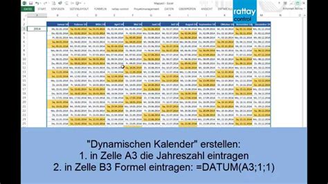 Dynamischer Kalender Mit Excel Erstellen Rattay Control Youtube