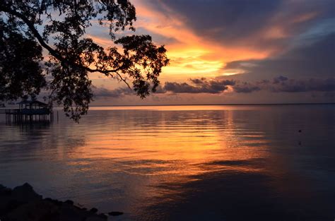 Sunset Over Gulf Breeze Florida Calm Ocean View Relaxing Photograph