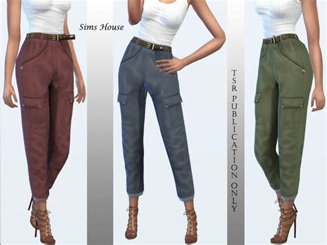 The Sims Resource Womens Cargo Pants With Slim Belt By Sims House