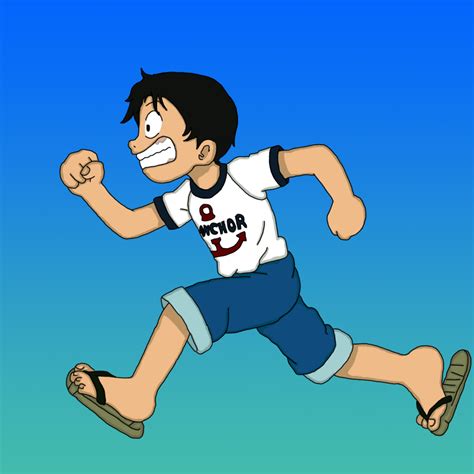One Piece Kid Luffy Running One Piece Minitokyo