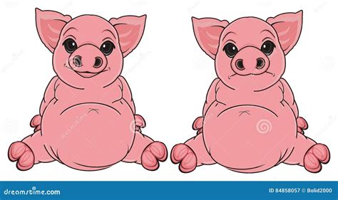 Two Different Pigs Sits Stock Illustration Illustration Of Emotion