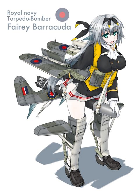 Dakku Ogitsune Fairey Barracuda Original Bad Id Bad Pixiv Id Girl Airplane Wing Blue