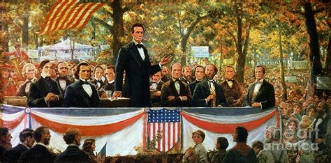 Abraham Lincoln And Stephen A Douglas Debating At Charleston Painting By Robert Marshall Root