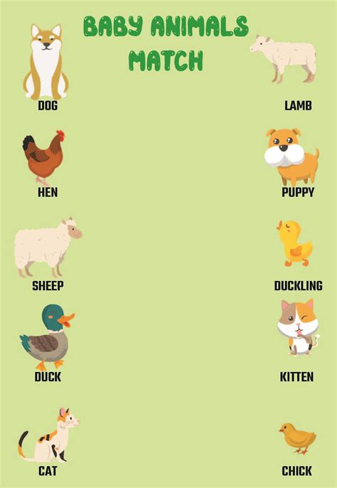 Baby Animals Matching 15 Free Pdf Printables Printablee