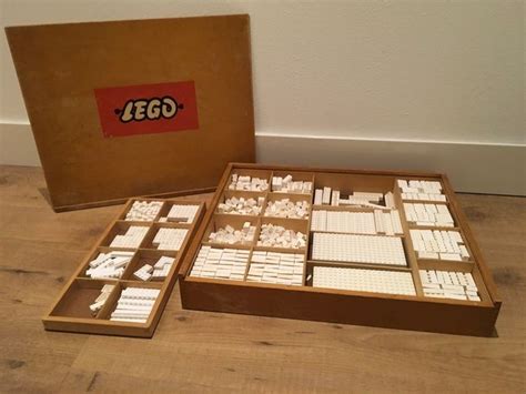 Lego Vintage Wooden Lego Box With Vintage Ca Plastic Parts White