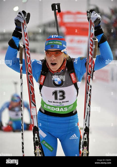 Olga Zaitseva Rus After Winning The 75 Km Individual Women Biathlon