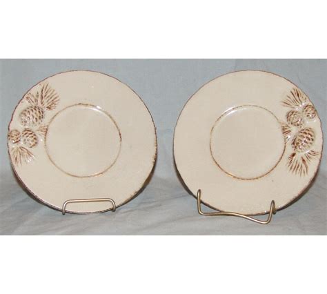 Vintage Stoneware Plates Saucers Raised Pine Cones Antique Etsy