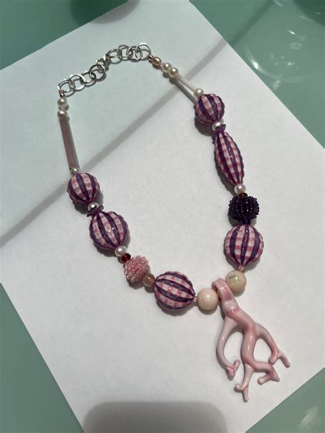 Peppermint Murano Glass And Amethyst Necklace Etsy