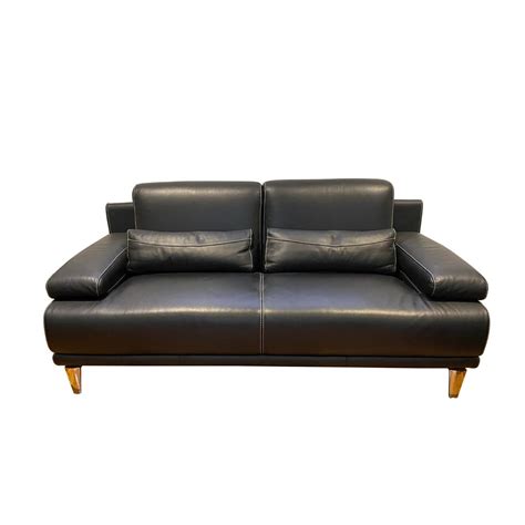 Piquattro Black Leather Sofa Seater Two Design Lovers