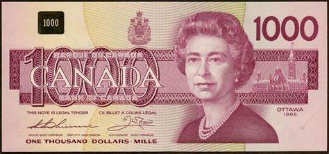 Canada 1000 Dollars banknote 1988 Queen Elizabeth II|World Banknotes