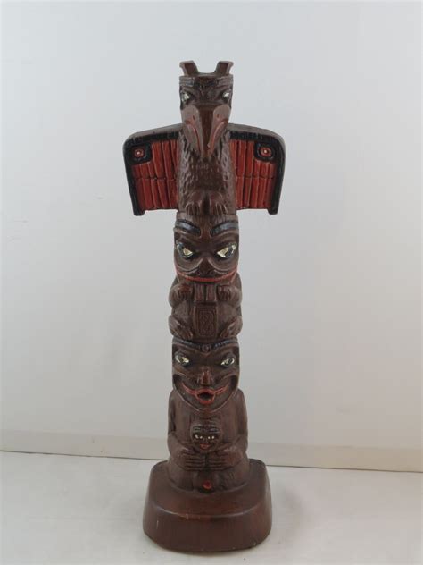 Vintage Ceramic Cast Totem Pole 12 Tall Hand Painted Etsy