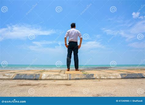 Young Man Standing Near The Beach Stock Photo Image 47240985