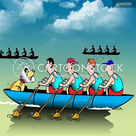 Sport Rowing Cartoon Rowing Boat Water Sport Cartoon Vector